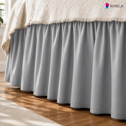 College Dorm Bed Skirt Twin XL 36" Drop, Slit Corner Bedskirt, Ice Grey