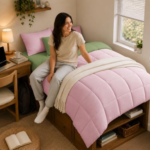 Anluoer Twin Comforter Set, 5 Piece Bed in a Bag Twin Bedding Sets