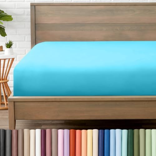 Bare Home Twin Fitted Sheet - 1800 Ultra-Soft (Twin, Aqua)