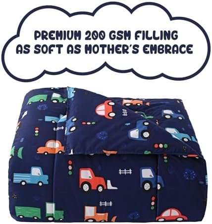 Yibeizi Car Kids Comforter Set for Boys Full Navy Blue Bedding