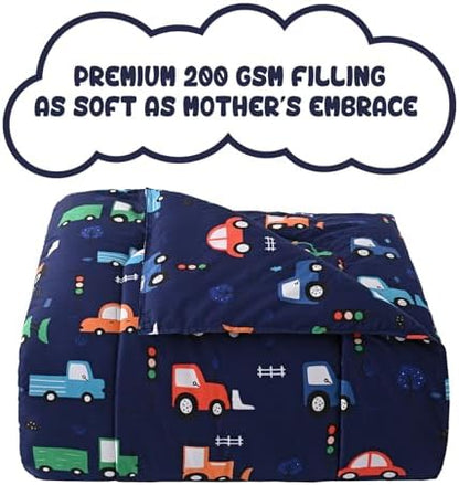 Yibeizi Car Kids Comforter Set for Boys Full Navy Blue Bedding