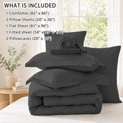 Anluoer Full Size Comforter Sets, 7 Piece Bed in a Bag Full Bedding Sets
