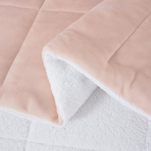 Chezmoi Collection Ultra-Soft Micromink Sherpa Comforter Set with 2 Pillow Shams Queen Size - Blush Reversible Plush Bedding Comforter 3-Piece Set Warm Winter Blanket