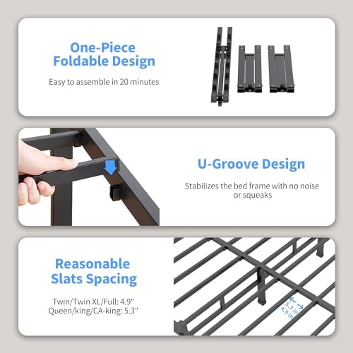 ROIL 14 Inch Twin Bed Frame Heavy Duty Support with 4 Mattress Baffles