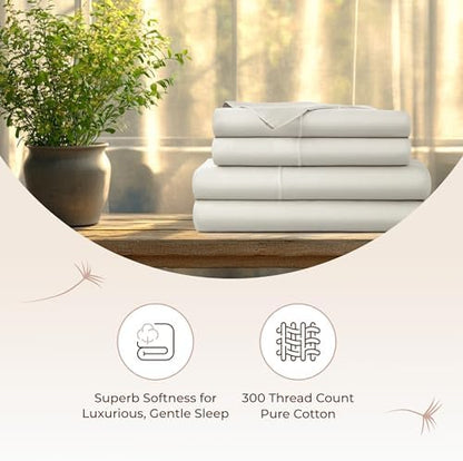 Whisper Organics 100% Organic Cotton Bed Sheets with Deep Pocket 3 Pc. Set