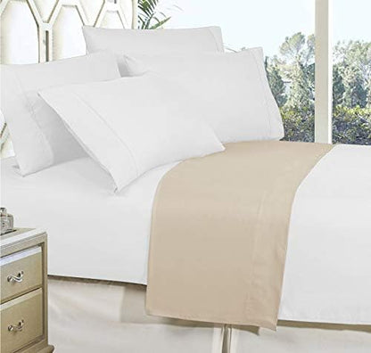Elegant Comfort Premium Hotel Quality 1-Piece Flat Sheet, Luxury and Softest 1500 Premium Hotel Quality Microfiber Bedding Flat Sheet, Wrinkle-Free, Stain-Resistant, Twin/Twin XL, Cream