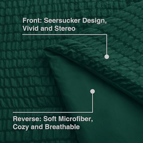 Love's cabin Seersucker Dark Green King Size Comforter Set