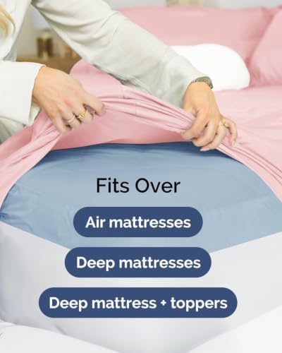 CGK Linens 2 Pack Extra Deep Queen Fitted Sheets - Baby Pink