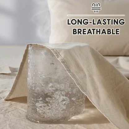 SONORO KATE 100% French Linen Queen Size Sheets Set,Extra Deep Pocket,4PC