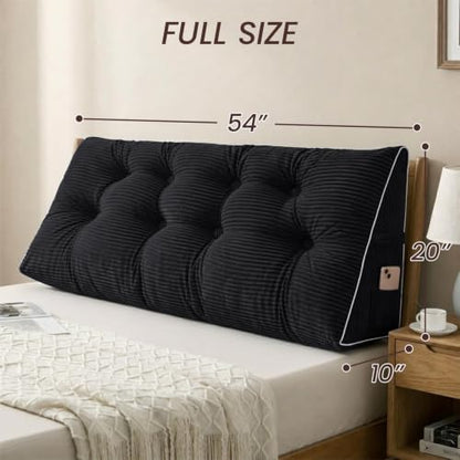 Sasttie Headboard Pillow Full, Bed Wedge Pillow Headboard, Black