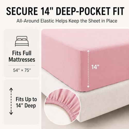 CozyLux Full Size Comforter Sets Pink - 7 Pieces Bed in a Bag