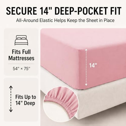 CozyLux Full Size Comforter Sets Pink - 7 Pieces Bed in a Bag