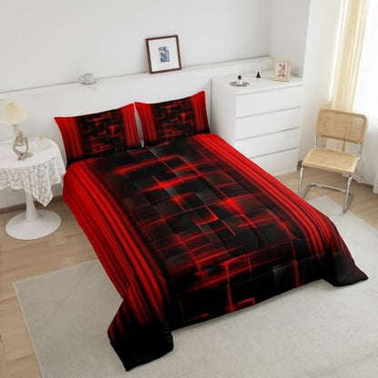 Feelyou Kids Red and Black Comforter Set Ombre Bedding Set Twin Size