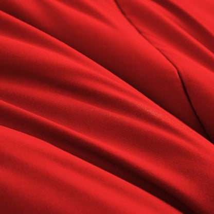 Maple&Stone Full Comforter Set 7 Pieces Bed in a Bag Red & Black Bed Set