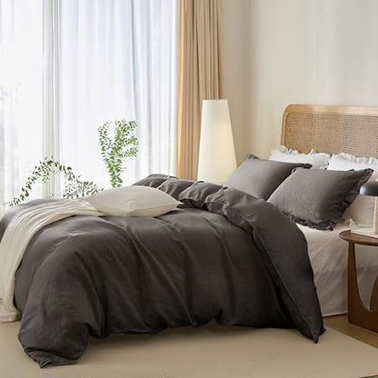 Talasily 100% French Linen Oversized King Duvet Cover Set, Organic Linen