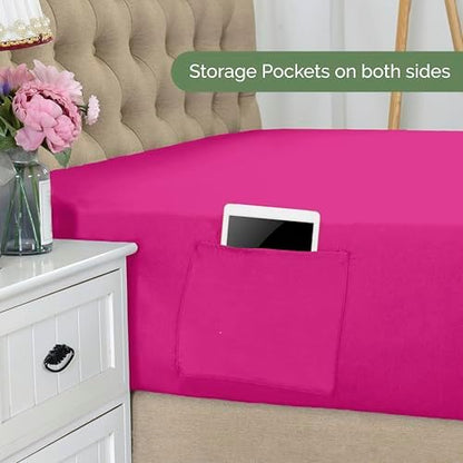 Elegant Comfort 1500 Premium Hotel Quality 18-21 Inches Deep - Extra Deep Pocket Single Fitted Sheet for High Mattress, Luxury and Softest, Smart Pocket - Wrinkle Free, Full, Pink
