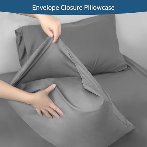 Moonsea Deep Pocket Twin XL Sheet Sets, Extra Long Twin Sheets, Grey