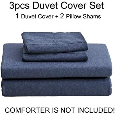 PURE ERA Jersey Knit Duvet Cover Set Heather Navy Blue King