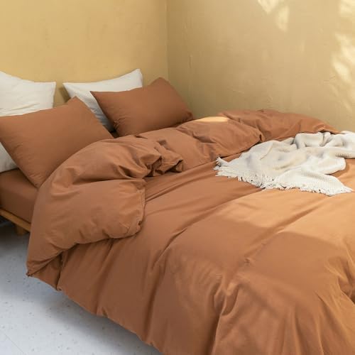 FOSSA Duvet Cover Set 100% Washed Cotton Linen Feel King