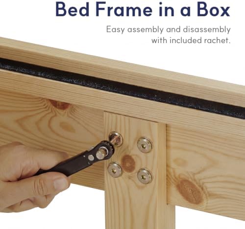 LIFEMENT Queen Bed Frame Classic Wood Platform, Noise Free, Under Bed Storage, No Box Spring Needed, Easy Assembly, New Natural