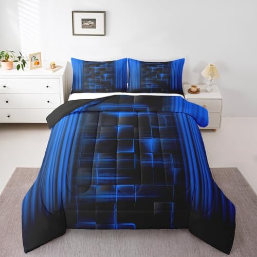 Feelyou Kids Blue and Black Comforter Set Ombre Bedding Set Twin Size