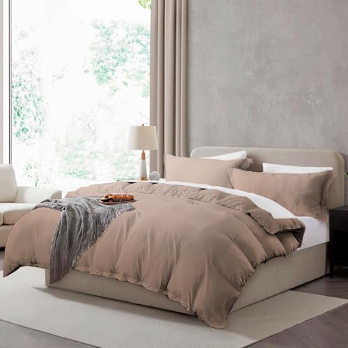 Hearth & Harbor Prewashed Twin Duvet Cover Set, Khaki