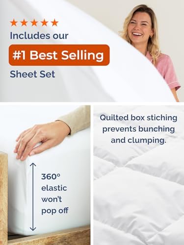 Full Comforter Set - 7 Piece Bed in a Bag Full Size Bed Set, Soft - White