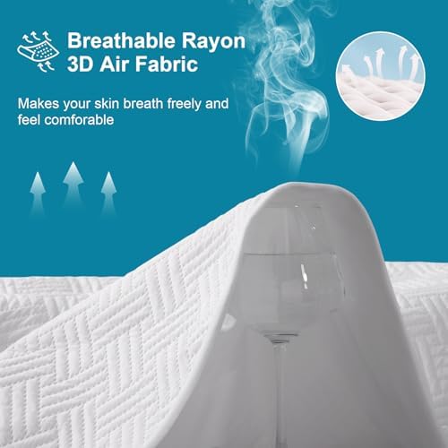 Waterproof California King Size Mattress Protector with Deep Pockets, White