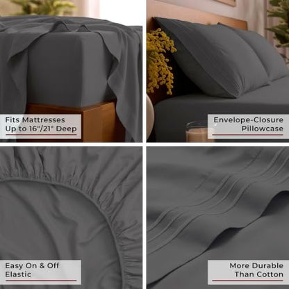Mellanni Iconic 4-Piece, Ultra Soft Sheet Set (King, Gray)