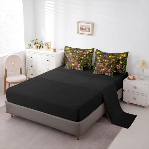 Feelyou Fairy Library Comforter Set Queen SizeMagic Bookshelf 7 Pcs Bedding for Kids and AdultsFairy Tale Boys Girls Bed in a Bag Bed Sheet Sets with Fitted Sheet Pillowcases for Bedroom Bed Decor