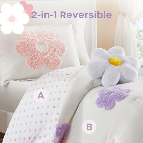 Intelligent Design Kids White Floral Twin Comforter Set for Girls, 3pc