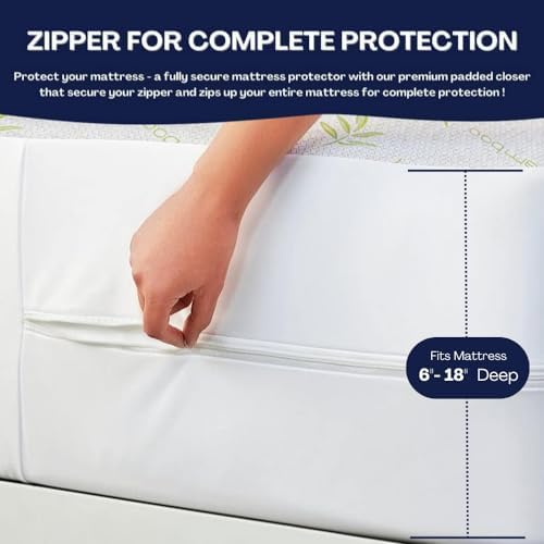 DreamField Linen California King Mattress Cover, Waterproof and Noiseless, Ultra Soft Breathable Bamboo Fabric, Easy Care Instructions