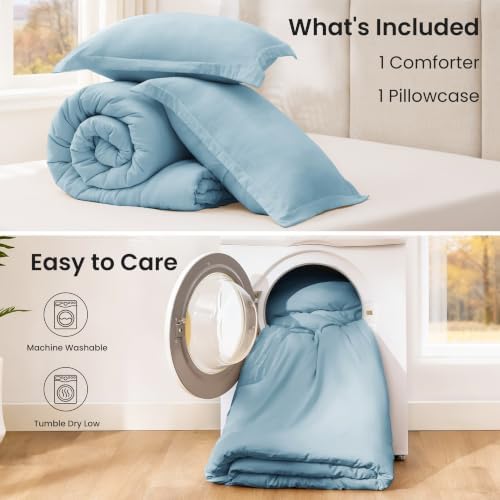 Love's cabin Light Blue Twin/Twin XL Comforter Set, 2-Piece Bed Set