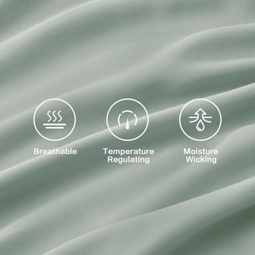 Andency Sage Green Queen Sheets Set 100% Viscose Derived from Bamboo