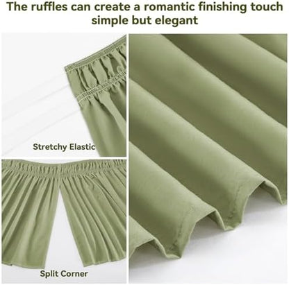 RIMELA Bed Skirt with Split Corners, King, 15 Inch Drop, Sage Green
