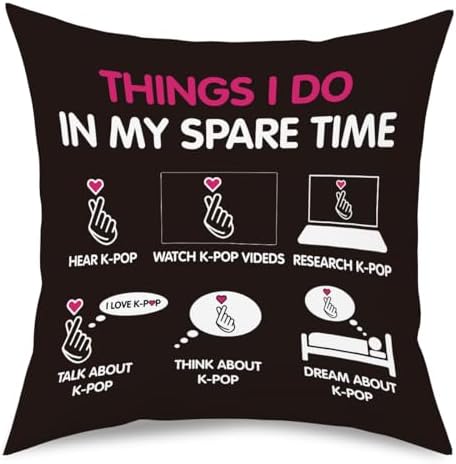 K-pop Decor, Just a Girl Who Loves K-pop Room Decor, Girls K-pop Gifts Rustic Anime Lovers Throw Pillow Covers for Living Room Home Girl Bedroom Decoration Gifts