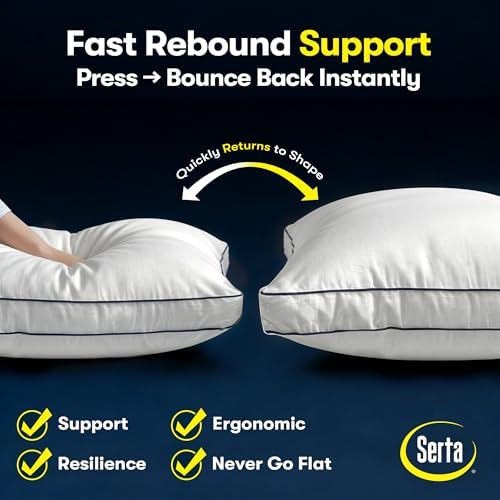 Serta Hotel Collection Bed Pillows King Size Set of 2 Medium Firm Support