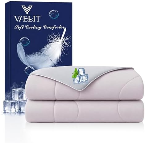 Vielit Cooling Comforter Queen Size for Hot Sleepers & Night Sweats, Luxury Lightweight Summer Comforter,Soft Dual-Sided Breathable Cooling Blankets,Q-Max>0.425,Machinewashable,90x90,Rose