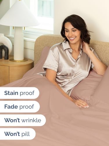 Extra Deep Cal King Sheet Set - 4 Piece Breathable & Cooling Sheets - Mauve