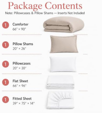 weigelia Twin Comforter Set with Sheets - 5 Pieces Bed in a Bag Twin