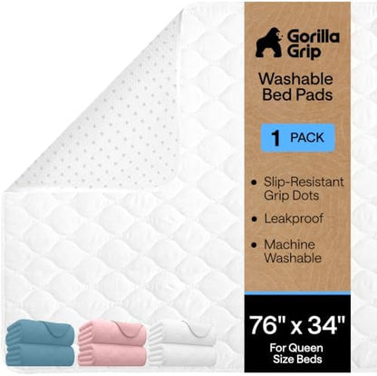 GORILLA GRIP Washable Reusable Underpads, 76x34, White