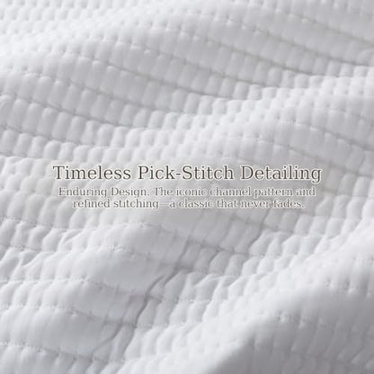 WDCOZY California King Size Quilt Set, 3 Pieces 118x106 inches, White