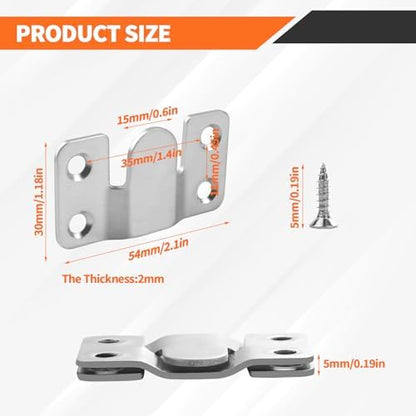 4 Pairs Stainless Steel Flush Mount Bracket, Interlocking Heavy Duty Photo Frame Hook, Interlocking Furniture Connector for Hanging Headboards Large Picture Display Wall Mount Hardware