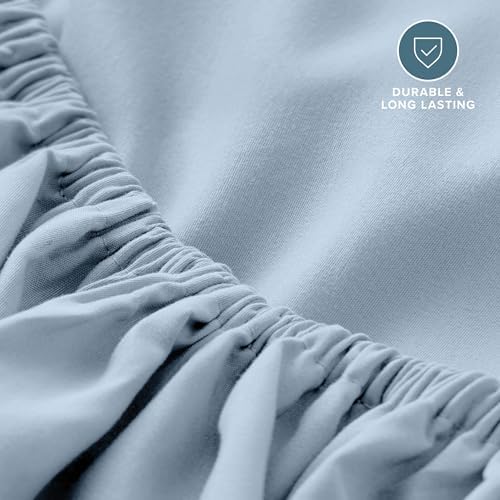 Bare Home Full XL Fitted Sheet - 1800 Ultra-Soft (Full XL, Dusty Blue)