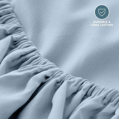 Bare Home Full Fitted Sheet - 1800 Ultra-Soft (Full, Dusty Blue)
