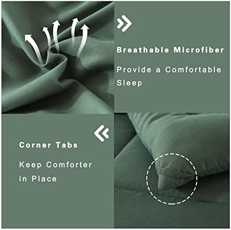 DOWNCOOL King Size Comforter Set -All Season Bedding Comforters Sets with 2 Pillow Cases -3 Pieces Bed Set Down Alternative King Bedding Set -Sage Green King Comforter Set(102"x90")