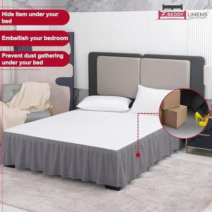 eBeddy Linens Dust Ruffle Bed Skirt Full 16 Inch Drop – Split Corner Platform Style, 100% Microfiber, Dark Grey Solid, Tailored Fit, Wrinkle-Resistant, Hidden Storage, Hotel Luxury