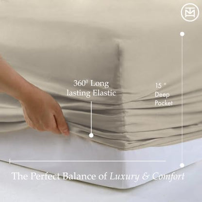 Threadmill 600 Thread Count Cotton Twin XL Sheet Set, Sateen, Taupe