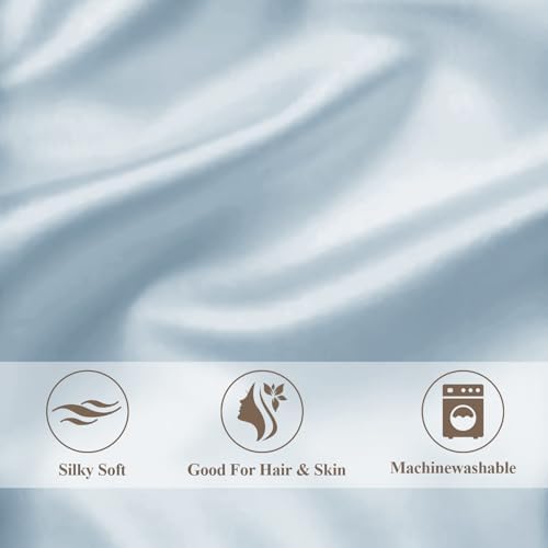Vielit King Satin Pillowcase for Hair 2pc,Similar to Silk Pillow Cases, for Women Men,Sky Blue,20x36 & Envelope Closure and 2 Satin Scrunchies