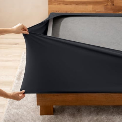 Bare Home Full Size Box Spring Cover Wrap Around (Full, Black)